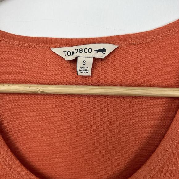 Toad & Co Size Small Piru Henley Tank Hemp blend Orange Granola Girl Earthy - Picture 3 of 8